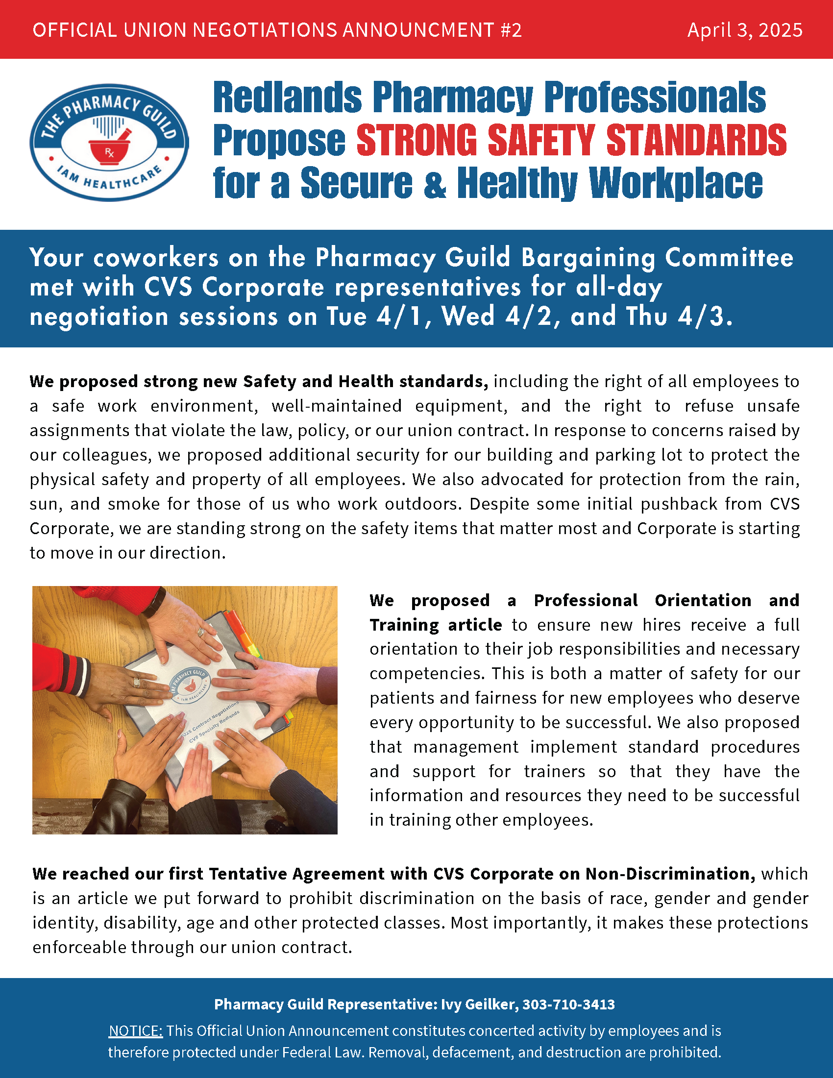 Barg Comm Update #1 April 2