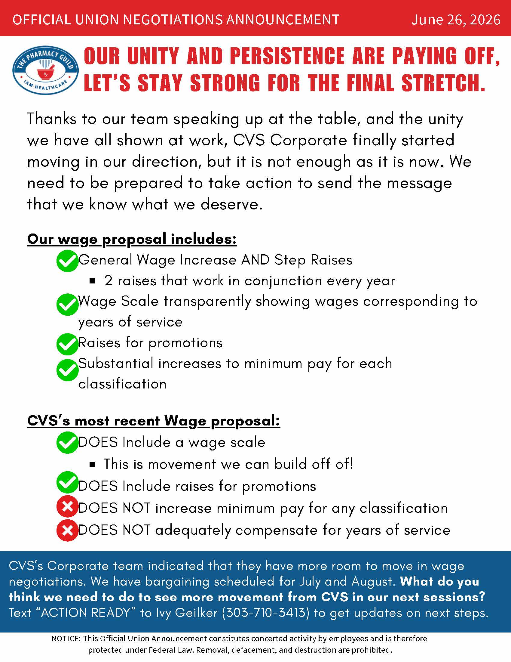 June 2026 Redlands bargaining update flyer